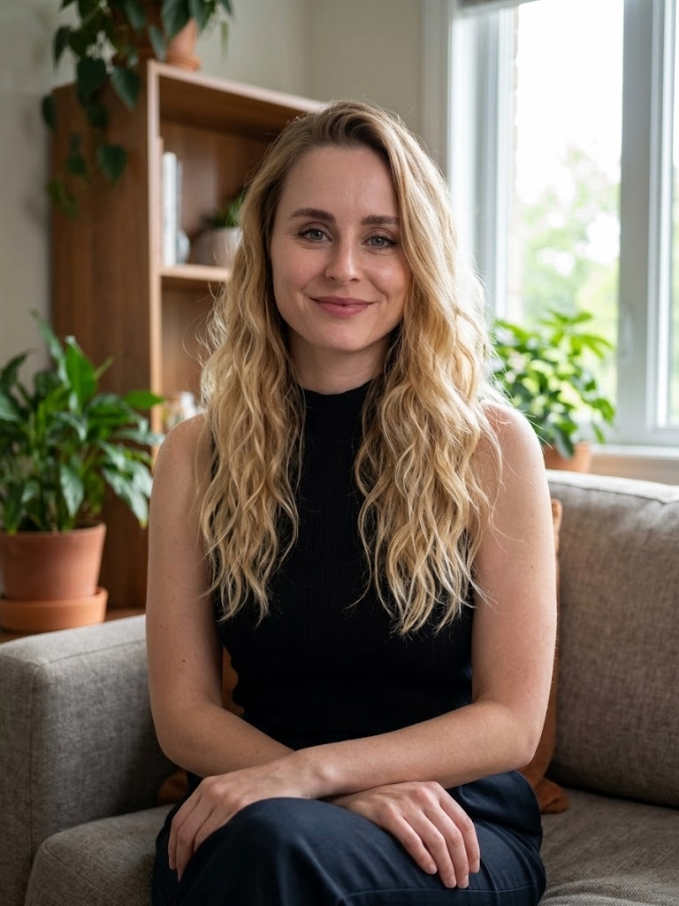 Hannah seated in her consulting room